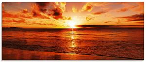 ARTland Glasbild Schöner Sonnenuntergang Strand Größe: 125x50 cm