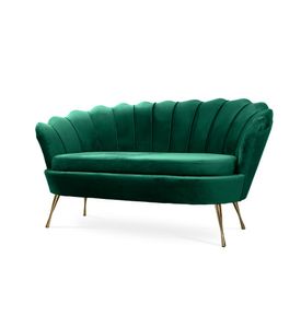 Bettso Elegant klassisch Muschelsofa Schalensofa Sofa Shell Muschel Couch auf Metallbeinen für Wohnzimmer Grün Dunkelgrün