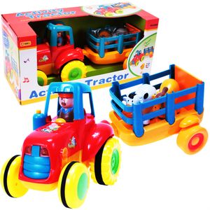 MalPlay Kinder Spielzeug Traktor + Tieranhänger| Landmaschinen | Kit mit Zubehör | Sounds und Musik | Kinder ab