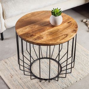 Industrial Couchtisch FACTORY LOFT 50cm natur Mango Massivholz