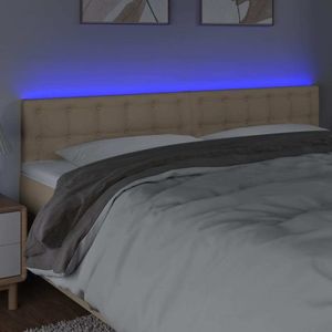 vidaXL LED čelo postele krémové 180x5x78/88 cm látka