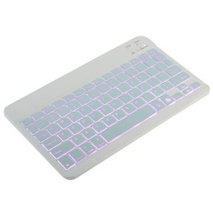 10 Zoll kabellose Bluetooth-Tastatur, einfarbige Hintergrundbeleuchtung, Bluetooth-Tastatur, dünn und tragbar, drei System-kompatible, bunte Lichter, weiß