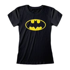 Batman Damen T-Shirt (Girlie): Batman classic Bat Logo (schwarz) XL