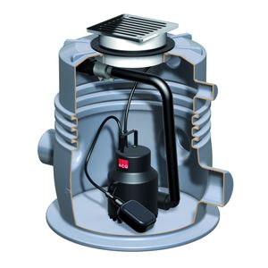 ACO 620490 Hebeanlage Sinkamat-K50/2 1Pumpe Beh. PE Rost198x198mm P2: 0.43kW