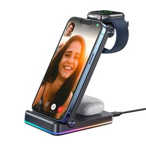 Joyroom 3in1 Induktionsladegerät für Apple -Geräte – iPhone, Apple Watch, Airpods (bis 15 W) Standfuß Schwarz JR-WQN01