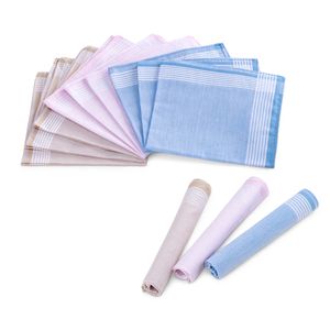 JEMIDI Taschentücher aus Baumwolle - 12x Stofftaschentücher im Set - Taschentuch aus Stoff für Damen Herren Kinder - wiederverwendbar - blau creme rosa