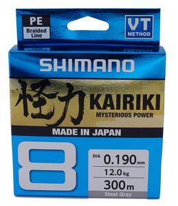 SHIMANO Kairiki 8, 300m, 0,13mm, 8.2kg / 18,08lbs, helles-grau, 8fach Geflochtene Angelschnur, 59WPLA68R12