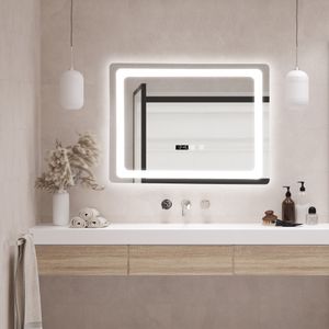 Kúpeľňové zrkadlo LED 'Casoli' 60x80cm 3 farby svetla Dotykové a proti zahmlievaniu strieborné