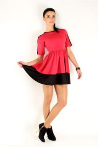 Damen Minikleid  Longshirt 2 Farbig Tunika Top; Koralle/M/38