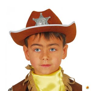 Kinder Cowboyhut braun mit Sheriffstern