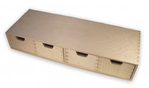 stabiles Schubladen-Regal, Wandregal, mit 4 Schubladen, Holz unbehandelt
