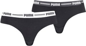 PUMA Damen Slip - Brazilian, Soft Baumwolle Modal Stretch, 2er Pack  Schwarz XS