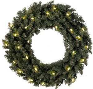 EGLO LED Weihnachtskranz, Kranz Weihnachten beleuchtet, Adventskranz in Tannengrün für innen und außen, warmweiß, mit Kabel, Ø 50 cm, IP44