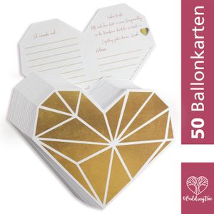 WeddingTree 50 Ballonkarten Hochzeit Vintage - Herz Design - Gelocht (wp)