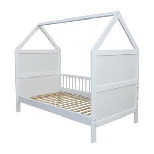 Babybett Kinderbett Bett Haus 140x70 cm mit Matratze Schublade weiss 0 bis 6 Jahre