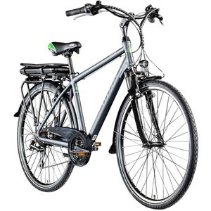 Zündapp Z802 E Bike 28 Zoll Trekkingrad 21 Gang Elektrofahrrad StVZO 155 - 185 cm Pedelec Elektro Trekking Fahrrad , Farbe:grau/grün, Rahmengröße:48 cm