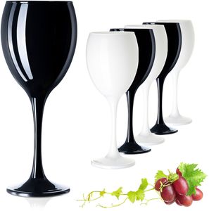 PLATINUX Schwarze & Weiße Weingläser aus Glas Wasserglas Set 6 Teilig 130ml (max. 320ml) Getränkeglas Weißweingläser