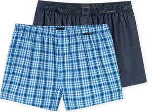 SCHIESSER pánské tkané boxerky, 2-pack - tkaná látka, kalhoty, bavlna světle modrá L