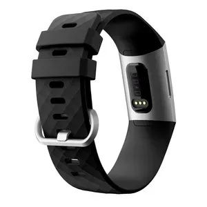 INF Armband für Fitbit Charge 3/4 für Damen und Herren, Silikon, (L), schwarz