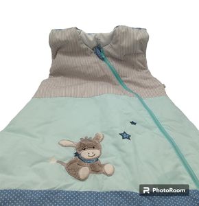 (GUGE) Sterntaler Funktionsschlafsack für Kleinkinder, Esel Emmi, Ganzjährig, Wärmeregulierung, Reißverschluss, 90 cm, Blau/Mehrfarbig