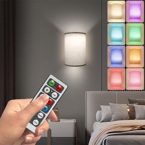 2 Stück LED Wandleuchte Innen RGB Aufladbar,Wandlampe mit Fernbedienung Dimmbar 3 Modi Kabellos für Schlafzimmer Flur Wohnzimmer Treppe