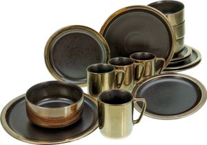 CreaTable, 23592, Modern Industrial Schwarz, Kombiservice 16-tlg, Steinzeug CreaTable, 23592, Modern Industrial Schwarz, Kombiservice 16-tlg, Steinzeug