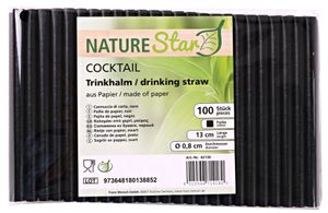 NATURE Star Papier-Trinkhalm "Cocktail" 130 mm schwarz