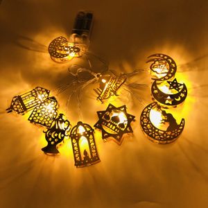 1,65m LED Muslim Ramadan Laternen Lichterketten 10 LEDs Mond-Stern Batterielichter Ramadan Festival Laternen Dekoration hängendes Licht, A