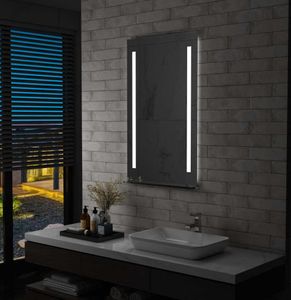 Prolenta Premium  Badezimmer-LED-Wandspiegel mit Regal 60×100 cm
