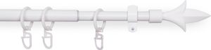Stilgarnitur Weiß ( Lilie ) ausziehbar 120-220cm Vorhangstange Ø16mm Komplettstilgarnitur inkl. Befestigungsmaterial, für Gardinen und Vorhänge