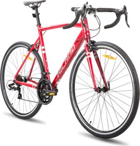 Hiland 28 Zoll Rennrad 14 Gang, Aluminium Rahmen 700c Rennrad, City Pendler Fahrrad für Männer Frauen, 57cm, Rot Hiland 28 Zoll Rennrad 14 Gang, Aluminium Rahmen 700c Rennrad, City Pendler Fahrrad für Männer Frauen, 57cm, Rot