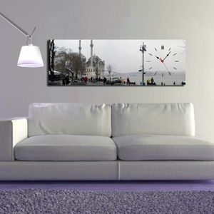 Opviq, 3090CS- CLA1672, Bunt, Wanduhren, 30 x 90, 100% Wildleder -Leinwand