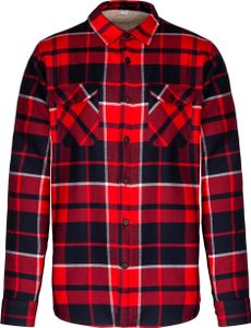 Kariban Herren Flanellhemd mit Sherpafleecefutter Hemd K579 red/navy XXL