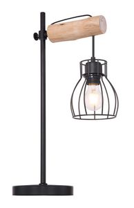 Globo Lighting Tischleuchte Metall schwarz, Holz naturfarben, Metall schwarz, Kabel PVC Schwarz, Wippschalter am Kabel, LxBxH: 330x180x550mm, Kabellänge 1500mm, exkl. 1x E27 40W 230V