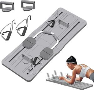Skladací pilates reformer, pilates doska s push-up nástavcami, cvičiteľ brušných svalov pre domácnosť - PILARAFIT White, Grey