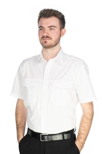 Condor Herren Kurzarm Pilotenhemd mit abnehmbaren Schulterklappen Izebo, Größe:39/40, Farbe:weiß