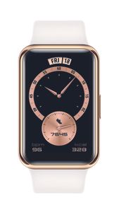 Huawei Elegant Edition FIT Smartwatch, GPS (Satellit), AMOLED, Touchscreen, Pulsmesser, Aktivitätsüberwachung 24/7, Wasserdicht, Bluetooth, Frosty White