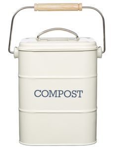 KitchenCraft Komposteimer 3 L Compost Metall Creme Abfallbehälter