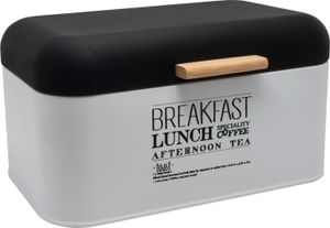 Brotkasten - Schwarz - Weiß - Metall - 31 x 21 cm - mit Aufschrift