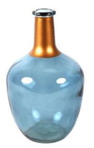 vase Babet 15 x 25 cm Glas blau/kupfer
