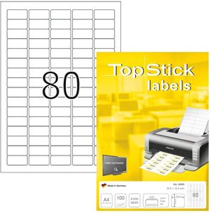 TOP STICK Universal-Etiketten 35,6 x 16,9 mm weiß 8.000 Etiketten auf 100 Blatt