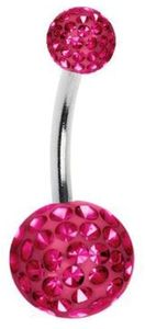 Bauchnabel Piercing Mit Kristall Elements 5/8mm Kugeln Beschichtet- Pink - 6.0 Millimeter