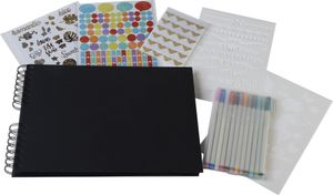 Exacompta Set Scrapbooking mit Fotoalbum 32x22 cm, SCRAP ADDICT, Schwarz, 16801E