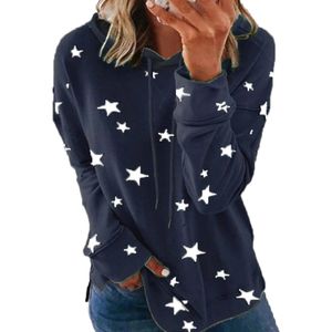 Lässiger Sweatshirt-Kapuzenpullover für Damen in Übergröße,Farbe: Dunkelblau,Größe:L