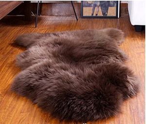 echtem Schaffell Teppich mit Extra dicke Wolle, 105 x 75 cm, 101.60 x 73.66 dark brown cm, natur
