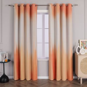 Joyswahl Blickdicht Vorhang mit Ösen, Verdunklungsvorhang(1 St) Farbverlauf, Ösenschal Gardine, Orange HxB 245 x 135 cm