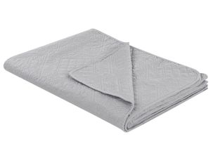 Tagesdecke Grau mit Füllung aus Polyester 200 x 220 cm mit Geprägtem Muster Blumenmotiv Geometrisch Bettüberwurf für Doppelbett Schlafzimmer