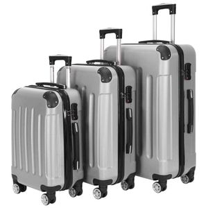 sada 3 kufrů na kolečkách Kufr na kolečkách Cestovní kufr s možností rozšíření, 4 kolečka, (S, M a L), šedý