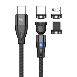 GreenHec Magnetisches Ladekabel  3 in 1 Magnet USB C Kabel 60w 1m (2m)  Schnelllade Datenkabel für Android & iPhone 360° Fast Charge Cable: 2m USB C