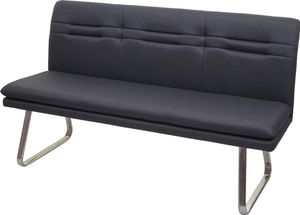 Sitzbank MCW-H70, Esszimmerbank Bank Polsterbank, Rückenlehne Stoff/Textil Edelstahl gebürstet  grau 160cm